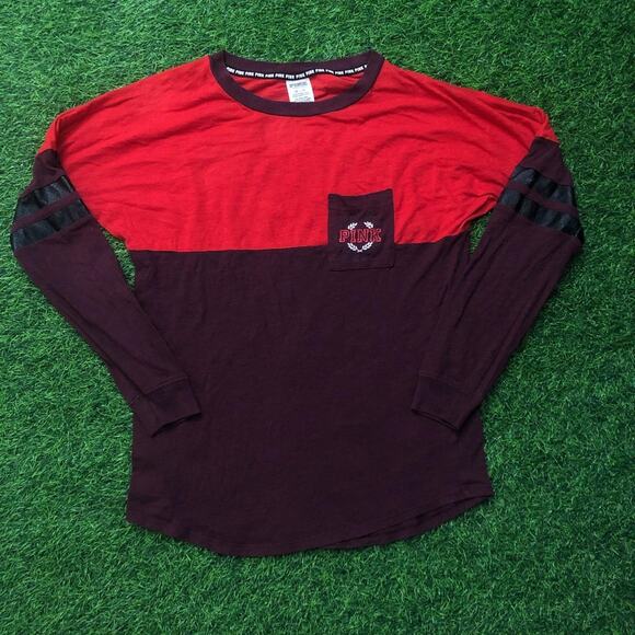 Victoria's Secret Tops - Women’s Red Y2K Two Tone Pink Long Sleeve Pocket Tee